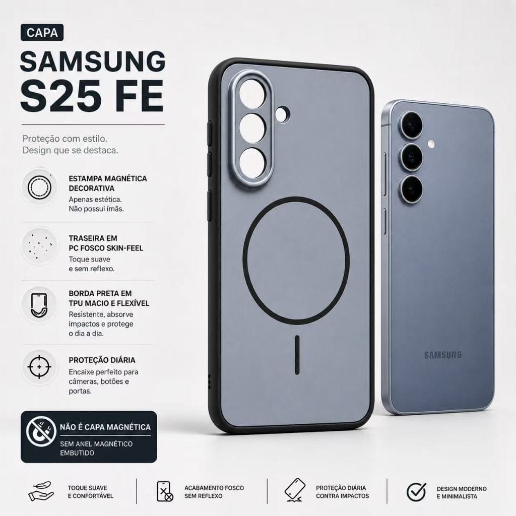 Capa Galaxy S25 Fe Silicone Fosca Anti-queda/dedo Câmera