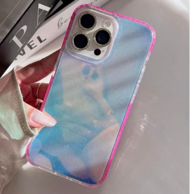Capa de celular  Acrílico Brilho Espelho Multicolorido com Borda Colorida para iPhone