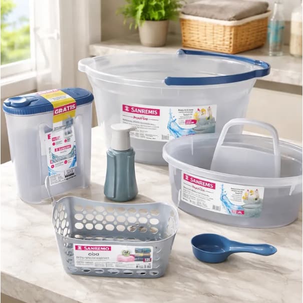 Kit Lavanderia Organização e Limpeza 06 Itens Sanremo