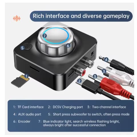 Receptor de Áudio Bluetooth C39 – Sem Fio 5.1 com TF e AUX