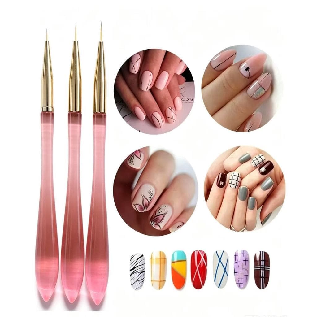 Kit com3 Pincel Fino para Nail Art