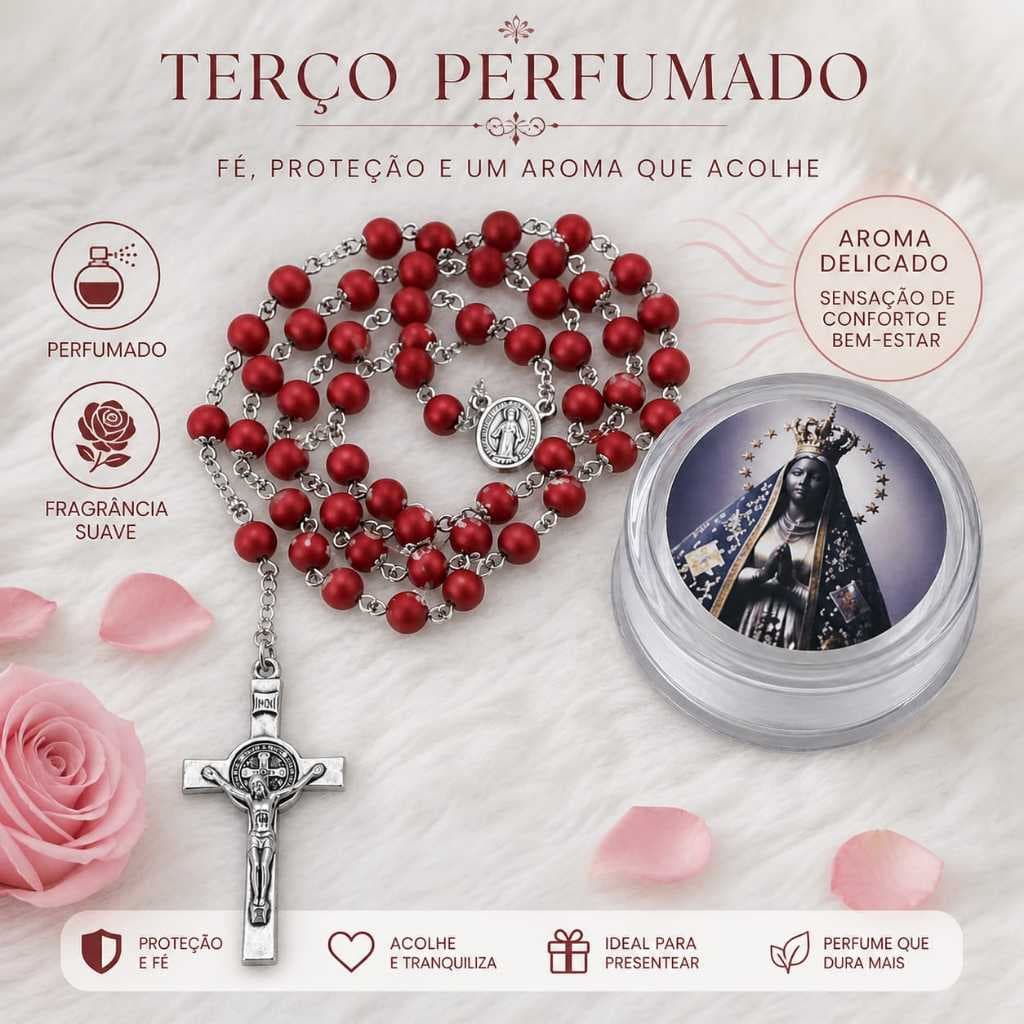 Kit 3 e 6 Terço Perfumados Nossa Senhora Perfume Cheiro de Rosas
