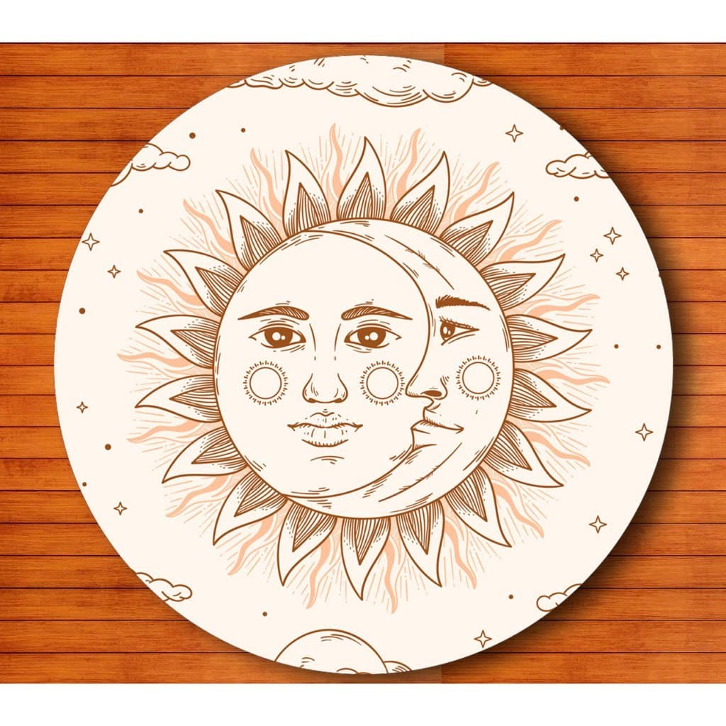 Mouse pad Redondo Antiderrapante borda costurada sol lua profissional