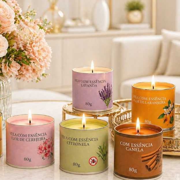 1 Pote de Vela Aromática Cera de Palma 80g Vela de Ambiente Velas Faria