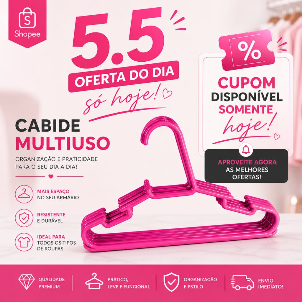 Kit 30 Cabides Adulto Plástico Resistente Para Roupas