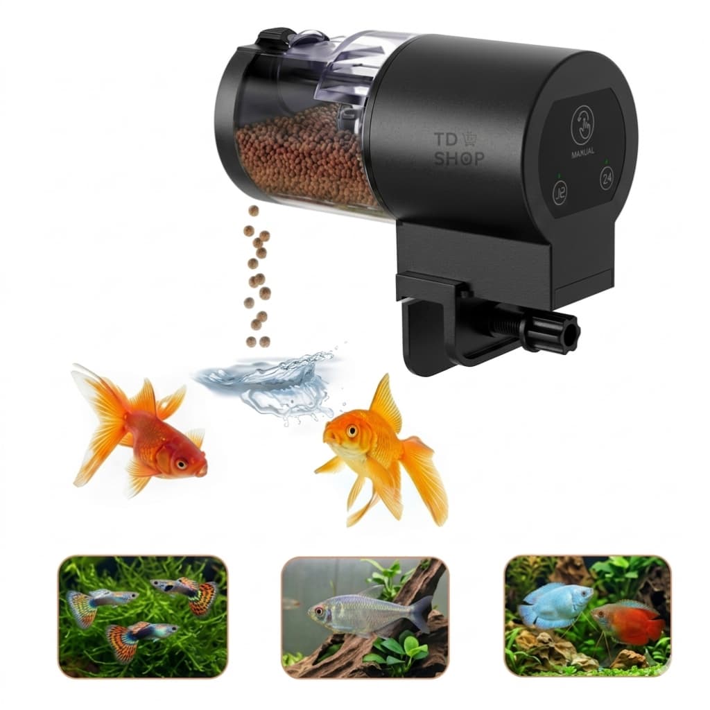 Alimentador de Peixes Automático Dosador Comida e Artigos para Aquários programável 12/24h de pilhas
