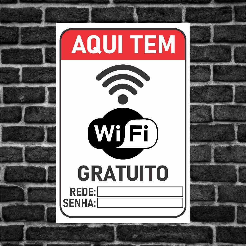 Placa Sinalização Wifi 30x20cm Comércio Loja Lanchonete