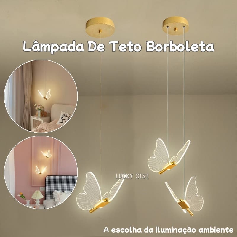 Lâmpada De Teto Borboleta，Luminária Arandela Borboleta，Pendente Borboleta De LED ,3Tons de Luz,Iluminação Interna Nordic