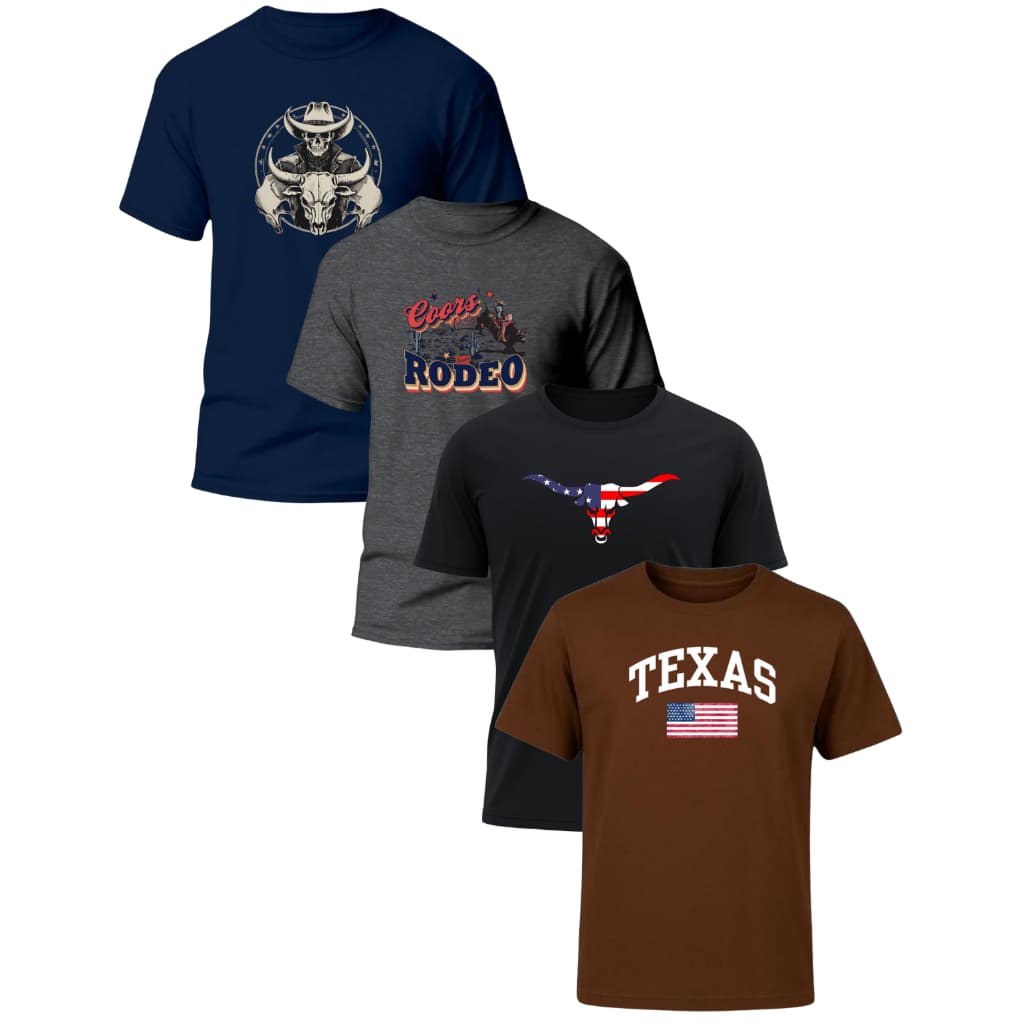Kit 4 Camisetas Country Masculina Texas Cowboy Rodeio 100% Algodão Camiseta Masculina Farm