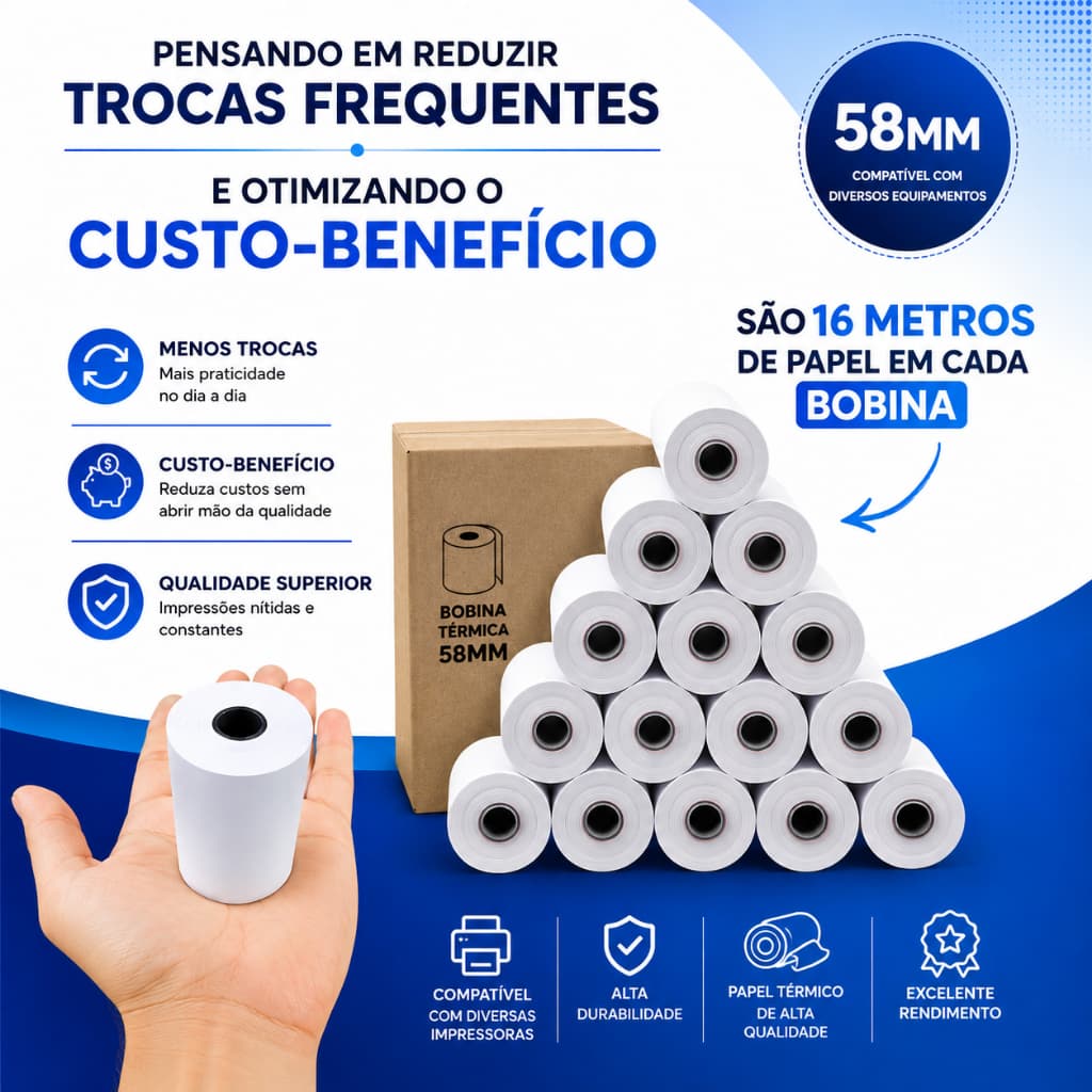 Kit Bobina Térmica impressora 58mm Rende Mais