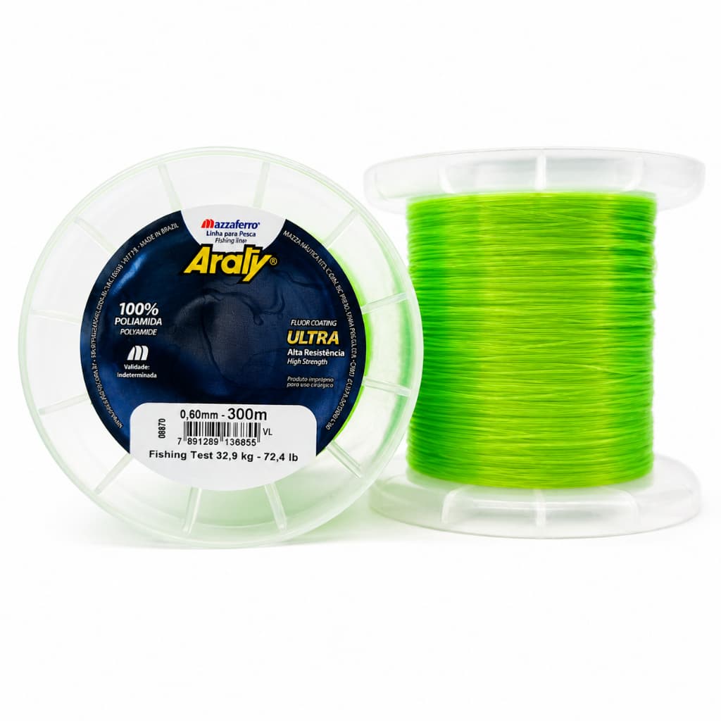 Linha de Pesca Araty Ultra 0,60mm 300Mts 32,9kg de Resistência Premium Revestida C/Fluorcarbono