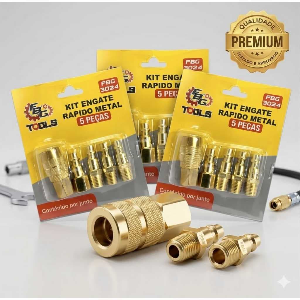 Kit 3Jogo De Engate rápido metal 5 Peças FBG Para Ar Comprimido E Ferramentas Pneumáticas Original