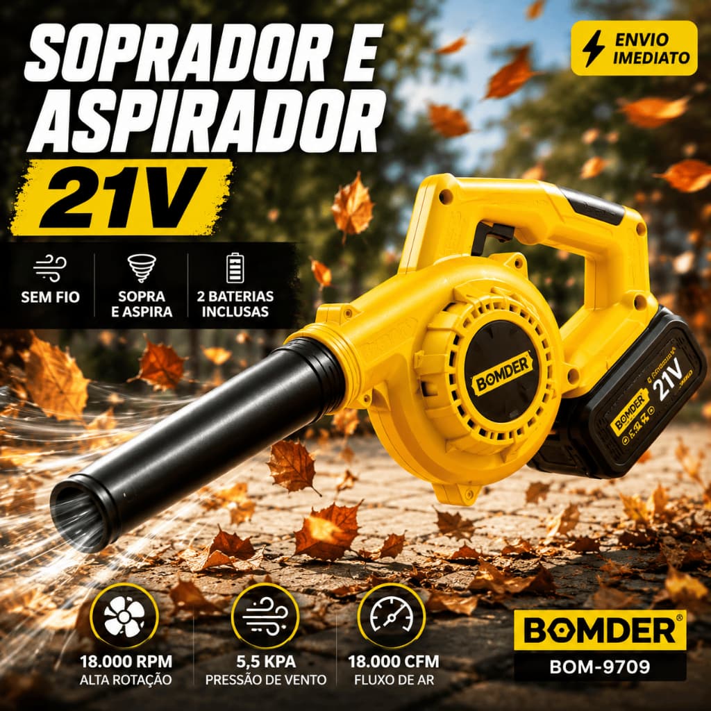 Soprador E Aspirador De Folhas A Bateria 21v Bomder BOM-9709
