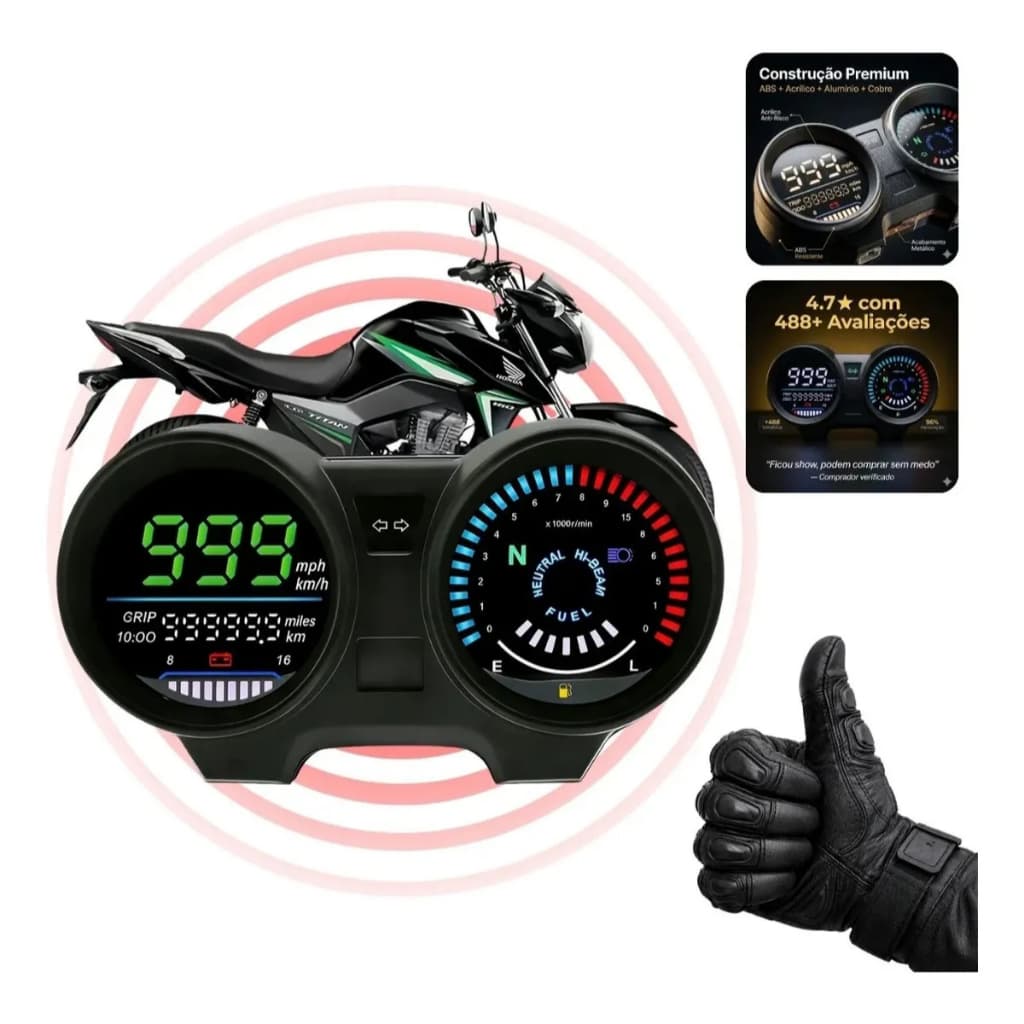Painel Digital LED Velocímetro Modificação da motocicleta Painel de instrumentos LCD PARA CG150/TITAN 150