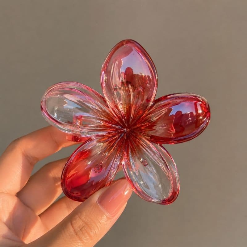 Presilha Flor Acrílica Feminina Luxo Brilhante | Piranha de Cabelo Estilo Coreano Delicada e Resistente