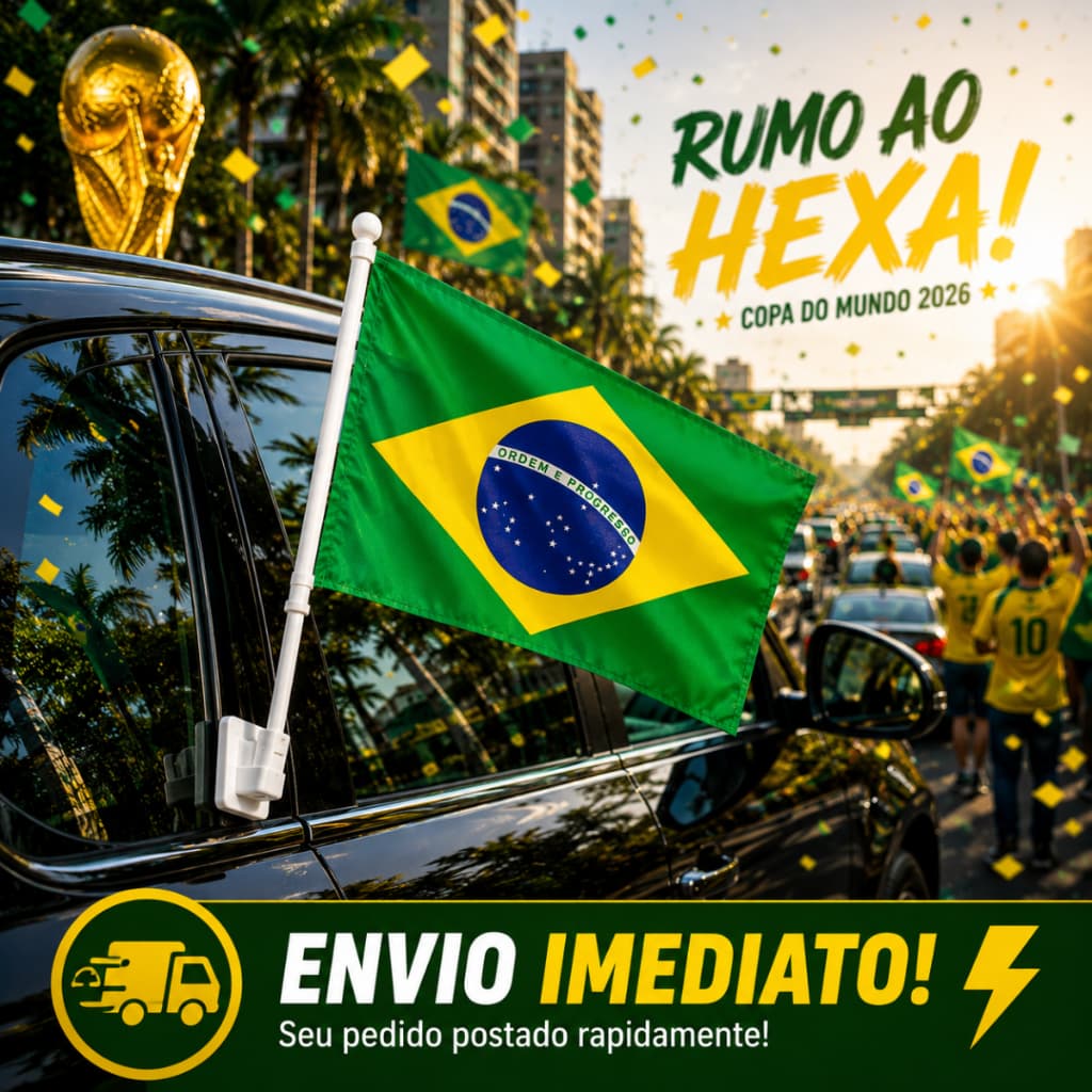 Kit 4/8/12 Bandeiras Brasil Carro Mostra Patriotismo Facil Instalacao Tecido Resistente Festa