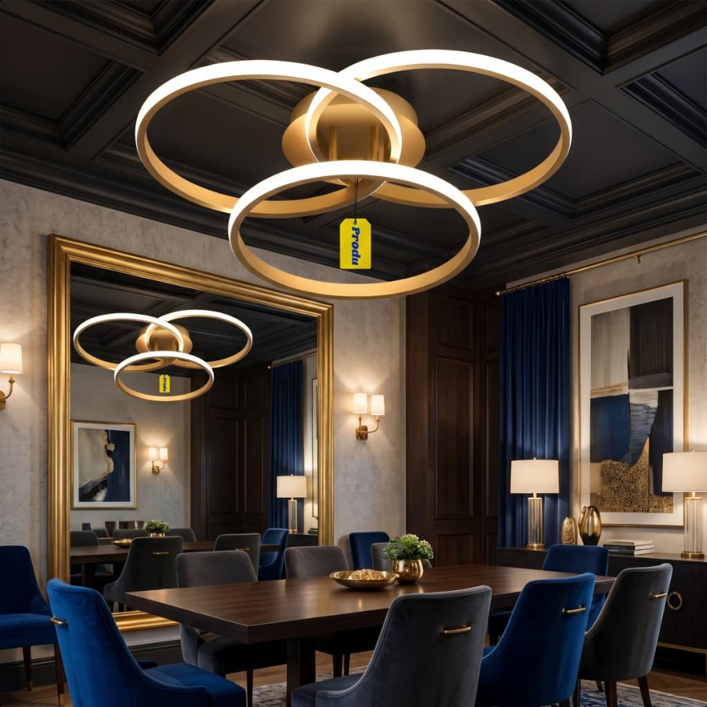Luminaria Plafon Led Sobrepor 3 Aneis Produ Lustre Moderno Sala Quarto 45w Bivolt 3 Cores Luz