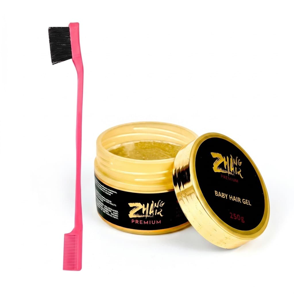 Combo Acabamento Perfeito Gel Zhang Hair 250g e Escova para Baby Hair
