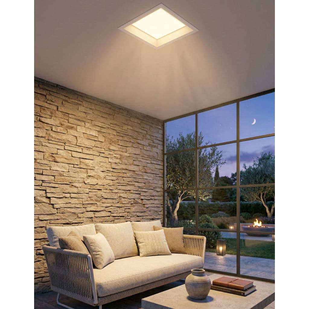 Kit 7 Plafon Led 24w Embutir Recuado Quadrado Anti-Ofuscante Borda Fina Branco Preto Gesso Sanca