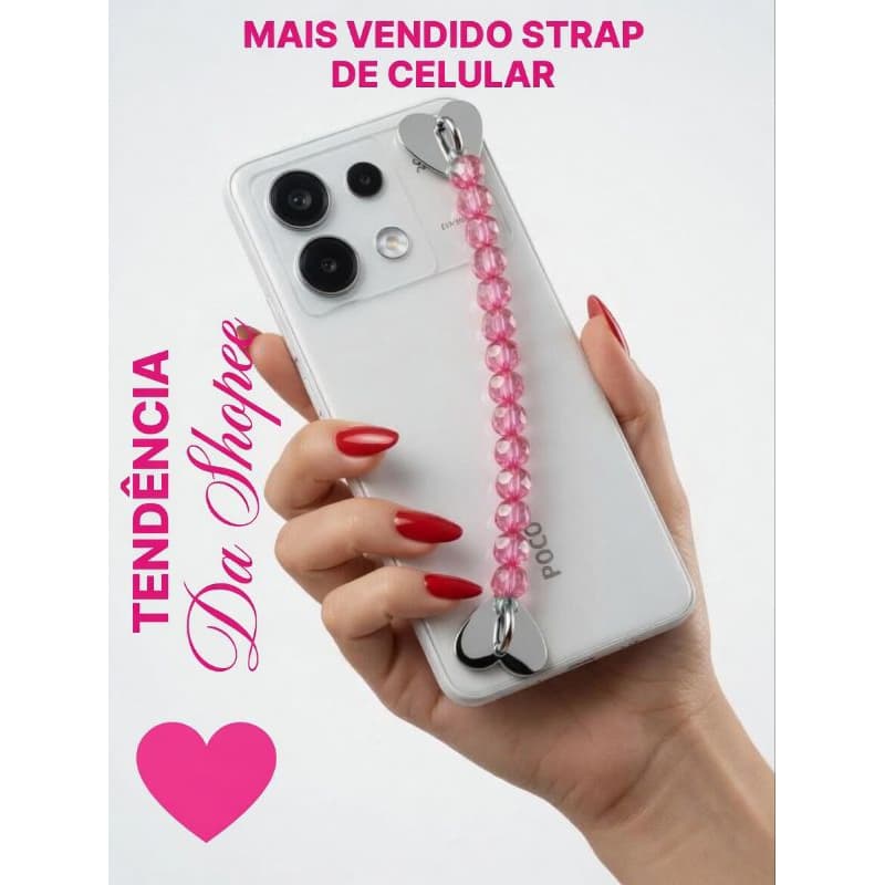 Strap para capa Celular Coração Adesivo Universal Gancho Forte Anti Queda Fofo Resistente Luxo.
