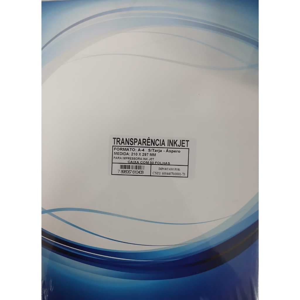 Transparência Jato De Tinta Inkjet A4 Sem Tarja com 50 folhas 100 micras