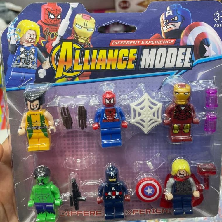 Monta desmonta mini heróis - Envio Imediato 6 heróis - Lego hulk, Homem de ferro, Homem Aranha, Thor e muito mais