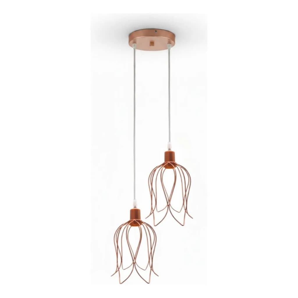 Luminaria Duplo Lustre Pendente Tulipa Cabo 1 Metro