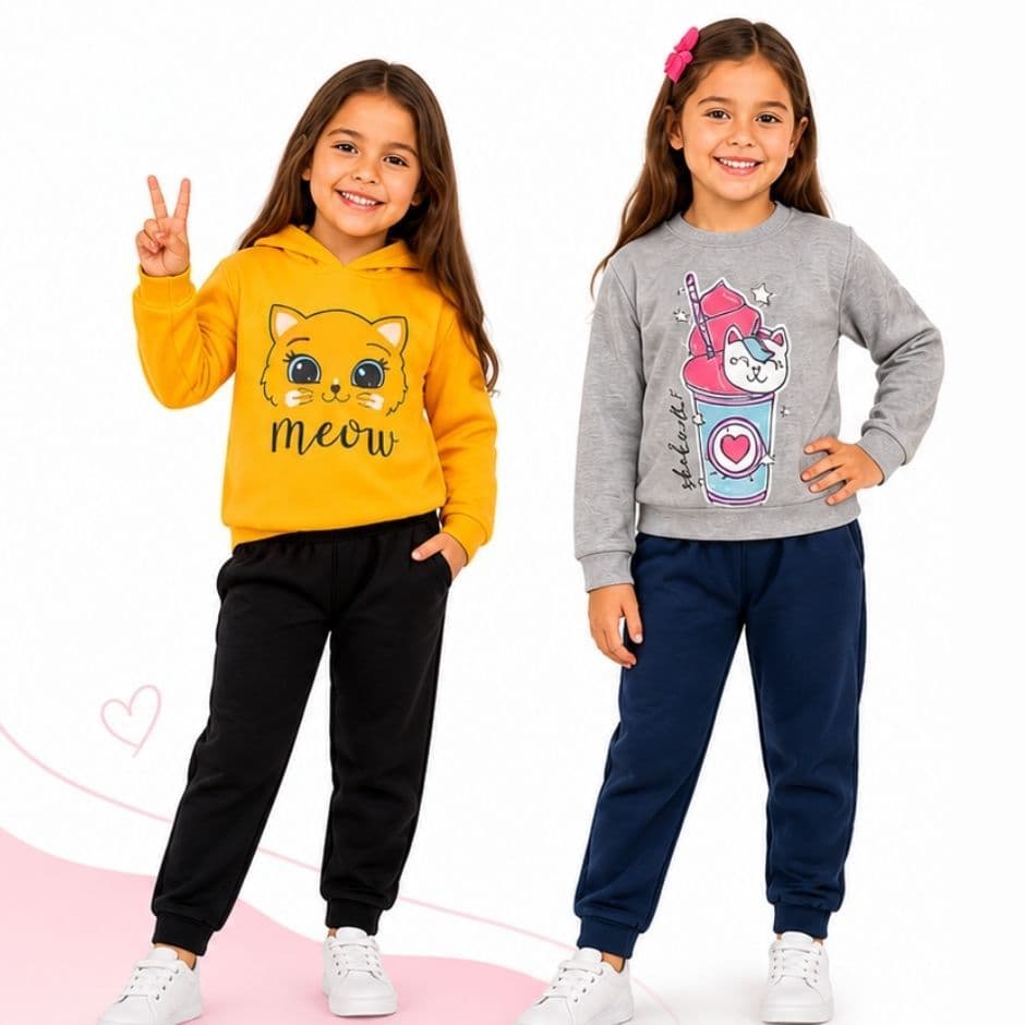 Conjunto Moletom Infantil Menina Roupa Feminino Inverno Bebe Ao Juvenil Tamanho 1 Ao 14 Anos