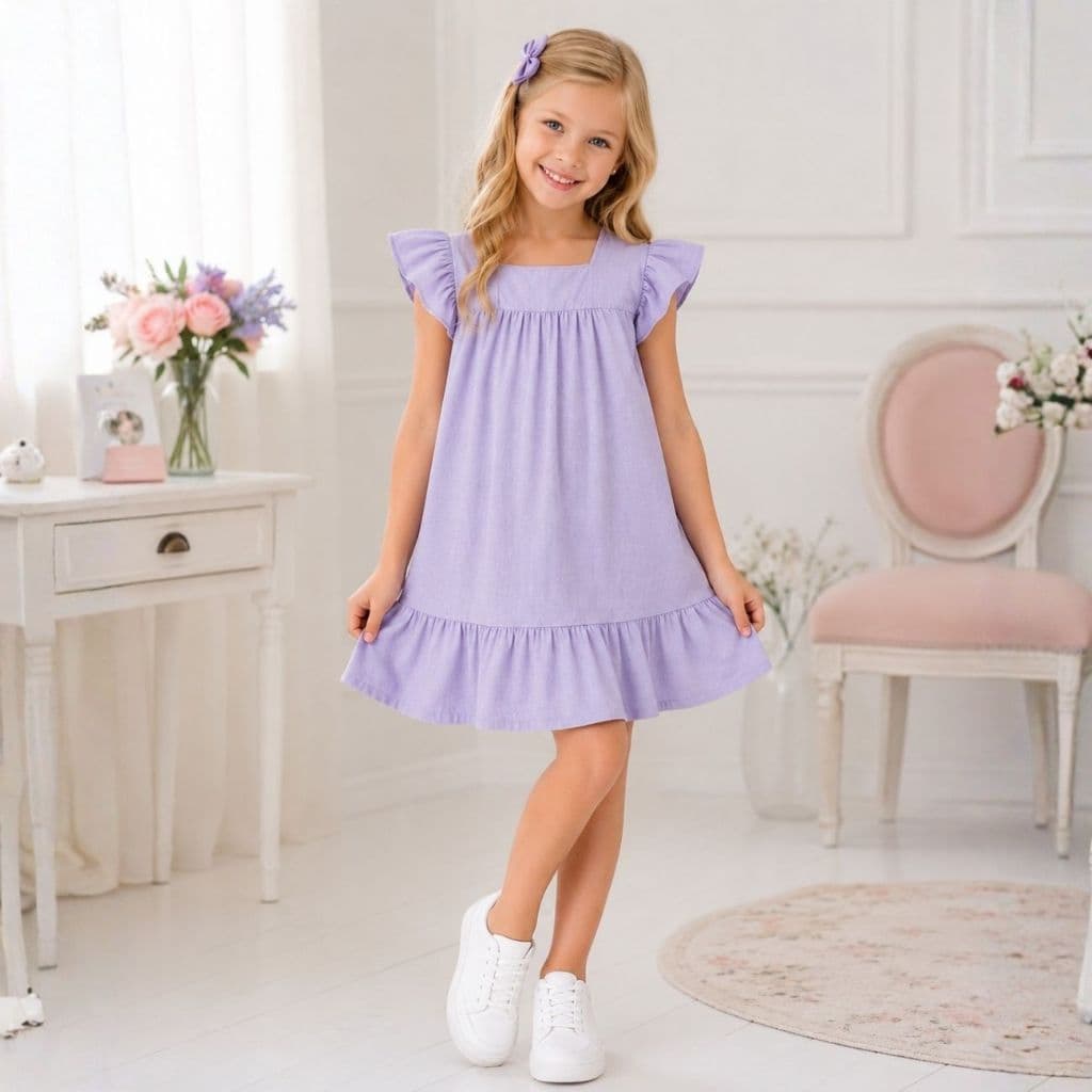 Vestido Infantil Menina Com Babado Festa Passeio Leve Fofo Criança Roupa Menina Vestidinho Babado