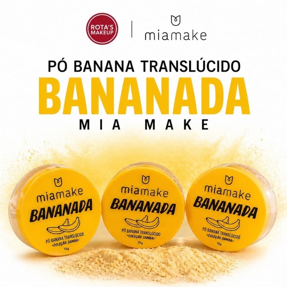 Pó Banana Translúcido Bananada Miamake 15g -Pó solto, ultrafino, efeito matte aveludado