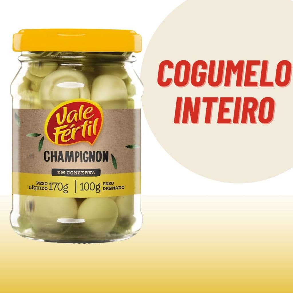 Champignon Em Conserva Inteiro Vale Fértil Pote Vidro 100g
