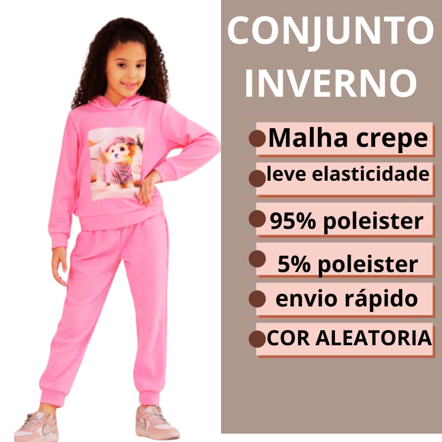 Conjunto Infantil Menina Crepe  Quadriculado Manga Longa Roupa Infantil Estilosa 4 a 12 Anos