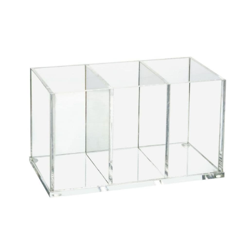 Organizador Multiuso 3 Divisórias Acrílico Algodão Banheiro Cotonete Perfume Social Body Splash