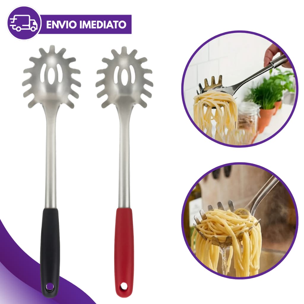 Pegador de Massa Inox 28cm Profissional Macarrão Espaguete Cozinha Gourmet Aço Inoxidável Resistente Premium