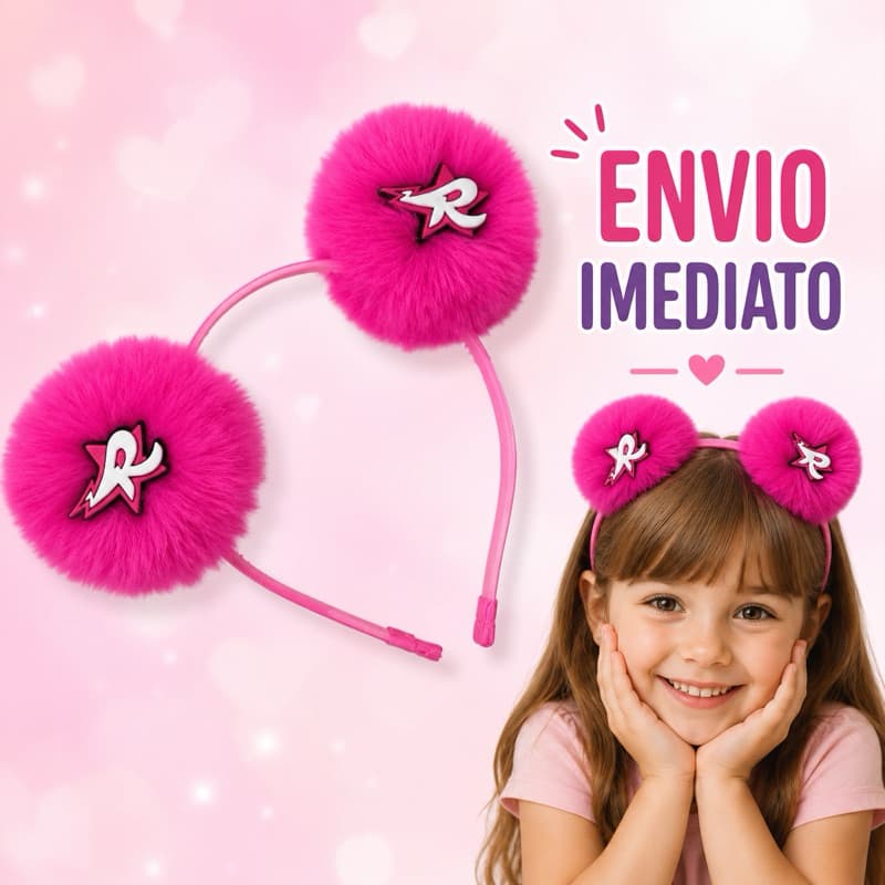 Tiara Arco Infantil Emilly Vick Dos Rosas PomPom Luxo / Tiara Menina / Tiara Pompom