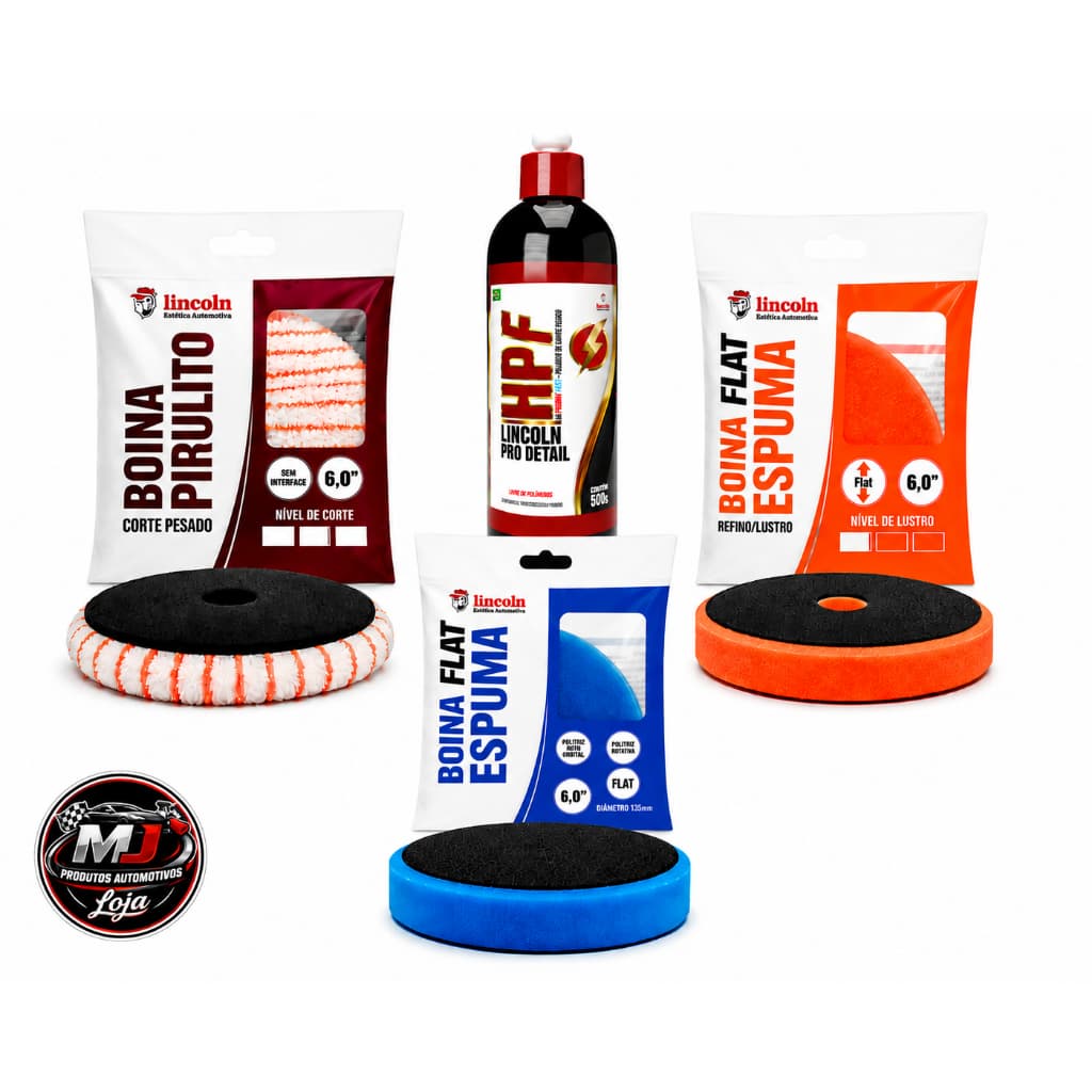 Kit Polimento Comercial Lincoln HPF + 3 Boinas 6" Corte Refino Lustro 2 Etapas Profissional