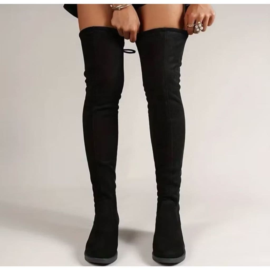 Bota over the knee Feminina Cano Alto Confort Camurça Bico Fino - Elegância para Festas e Eventos Envio Imediato
