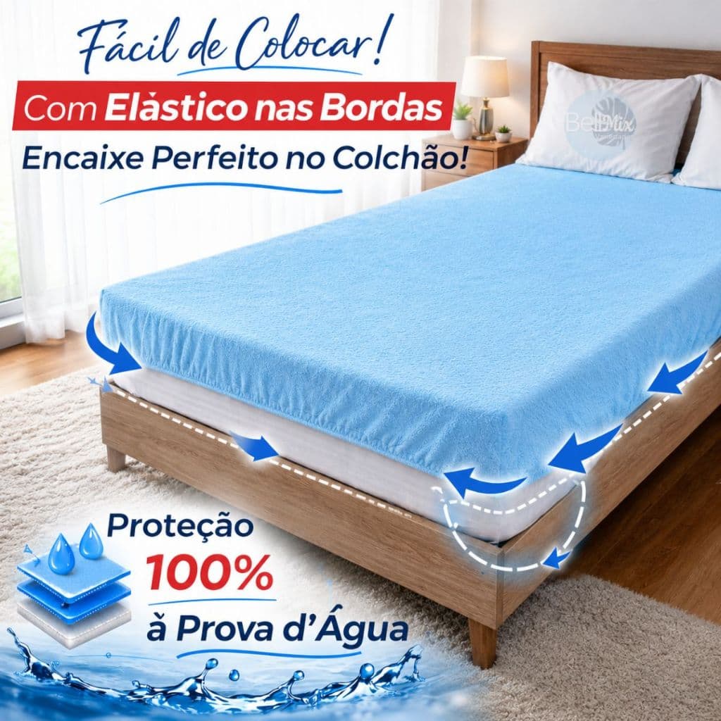 Capa Protetora Colchão Impermeável Solteiro Casal Queen com Elástico