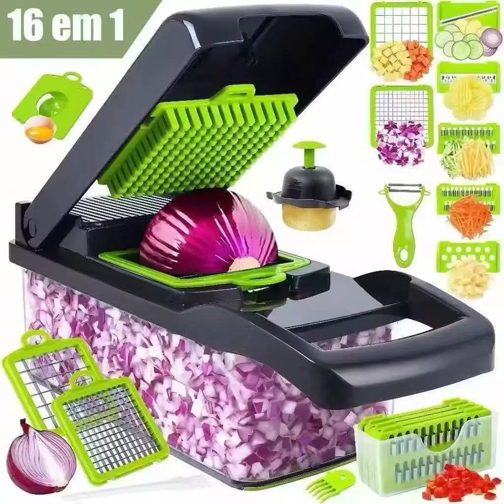 Kit Multiuso  Multifuncional  Cortador Ralador  Fatiador  Alimentos  16x 1  Legumes Verduras Frutas