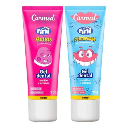 Kit 2 Géis Dentais Fini - 1 Beijos + 1 Dentadura 70g - Validade 2028