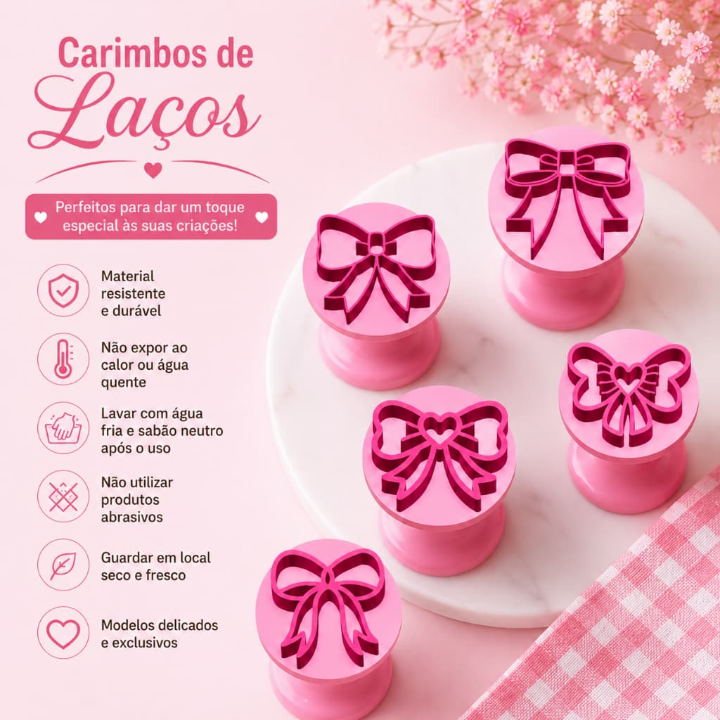 Lacinhos Kit 5 Carimbos Docinhos Brigadeiro Marcador Moldes Festa Aniversário Confeiteiro