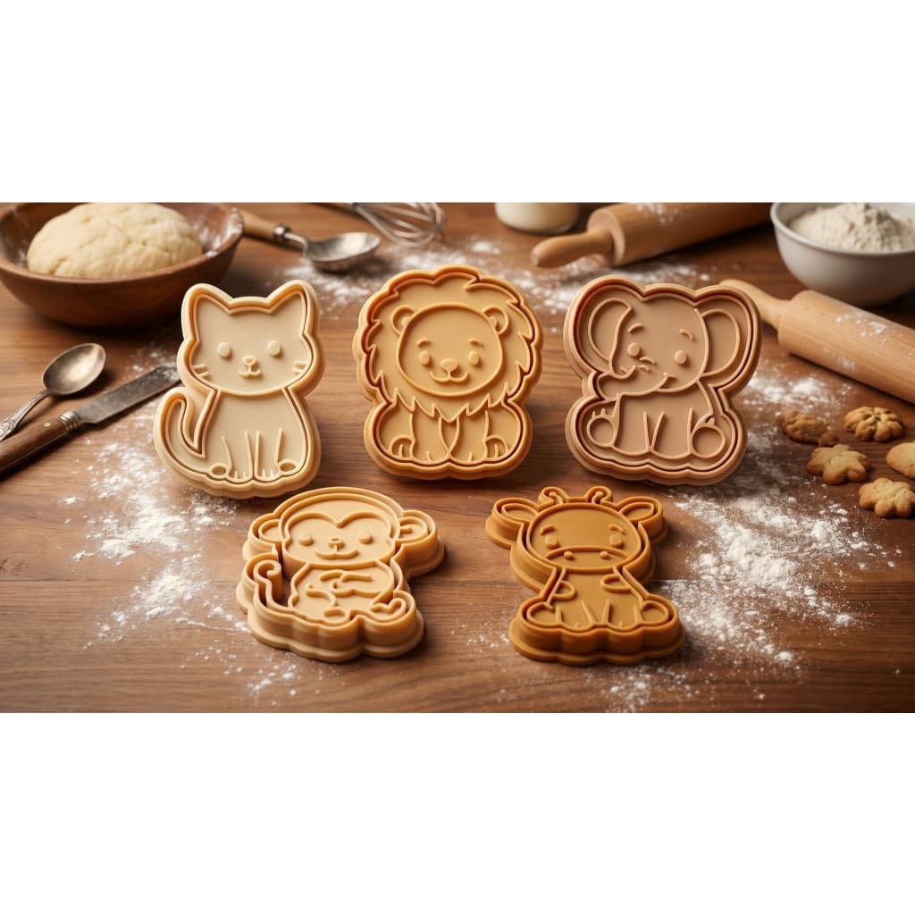 Kit 5 Cortadores de Biscoito Infantil Animais Fofinhos 6cm Cortador Bolacha Massinha Pasta Americana
