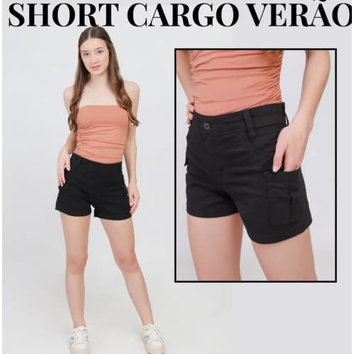 Shorts Short Cargo Juvenil Menina c/ Regulagem interna do 10 ao 16