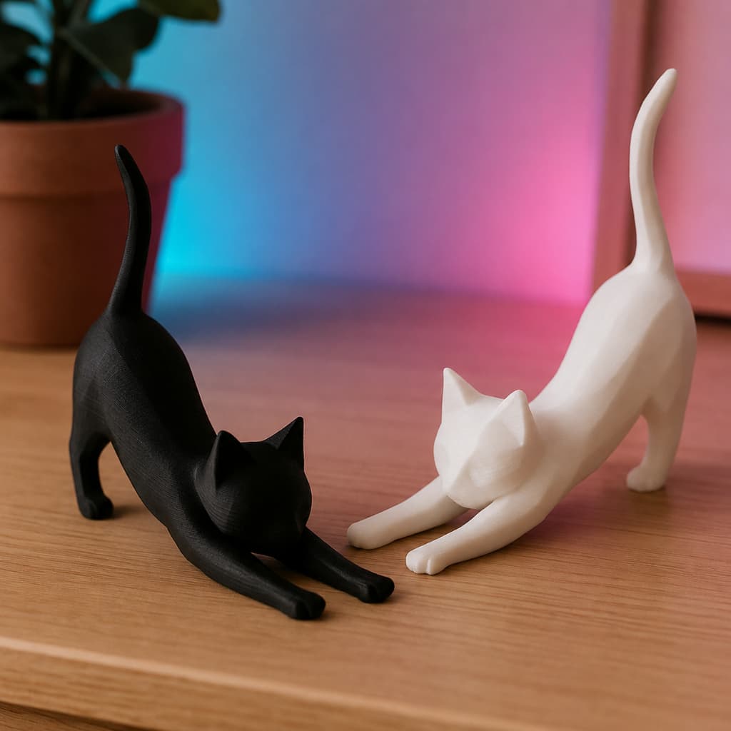 Dois Gatos Decorativos Minimalistas Escultura Decoração Moderna Quarto Sala Presentes Felinos