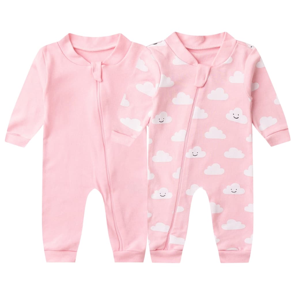 Kit 2 Macacão Bebê Sem Pé Zíper Frontal Suedine Liso + Estampado - Bebê Fofuxo