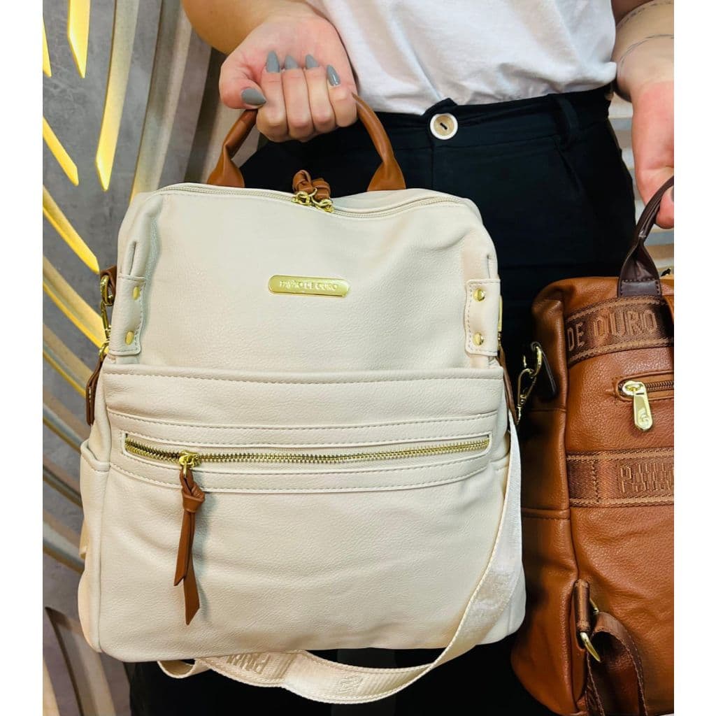Mochila Pavão de Ouro Alça Transversal Grossa Confortavel e Alça Costas Reforçada Ziper Bolsos Moderna