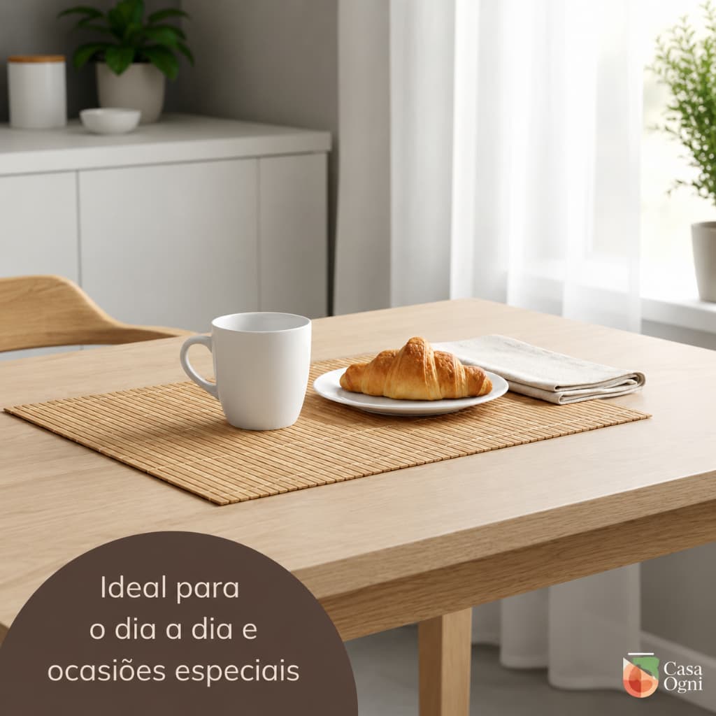Kit  de Jogo Americano Dobrável de Bambu Souplast Retangular Jantar Mesa Posta Cozinha 44cm