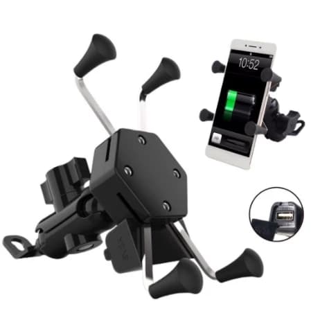 Suporte Garra X Para Celular Moto Universal Com Carregador Usb