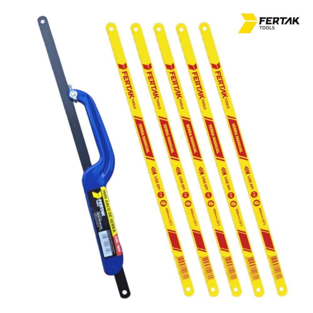 Arco de Serra Mini Kit Com 5 Lâminas Extras - 24 ou 18 Dentes Por Polegadas