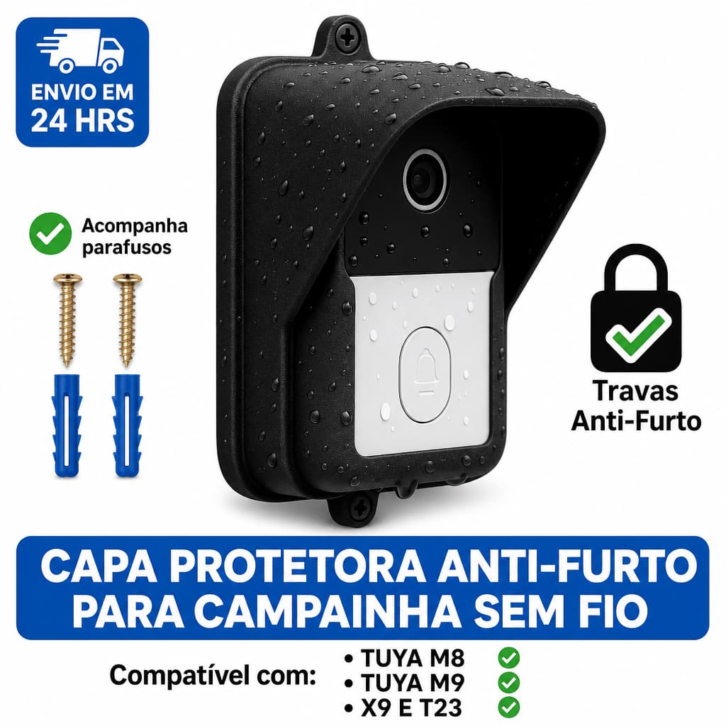 Capa Protetora Anti-Furto para Campainha Tuya M8/M9/X9/T23 – à prova d’água e vandalismo